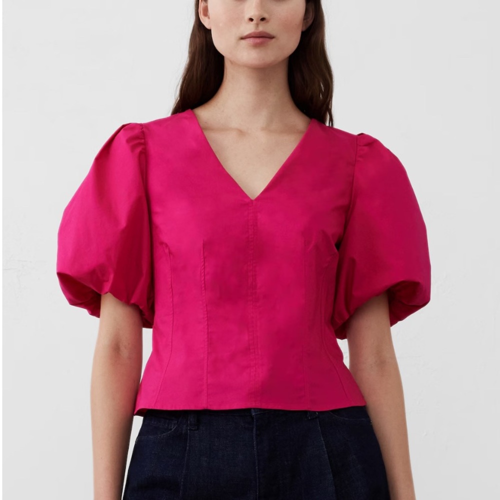 Banana Republic Fuchsia Puff Sleeve Blouse